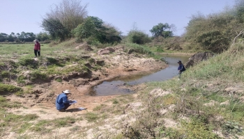 สำรวจความเสียหายลำห้วยงาว เพื่อทำการประเมินความเสียหายในพื้นที่ของ บ้านกุดเข็ง หมู่ที่ 3